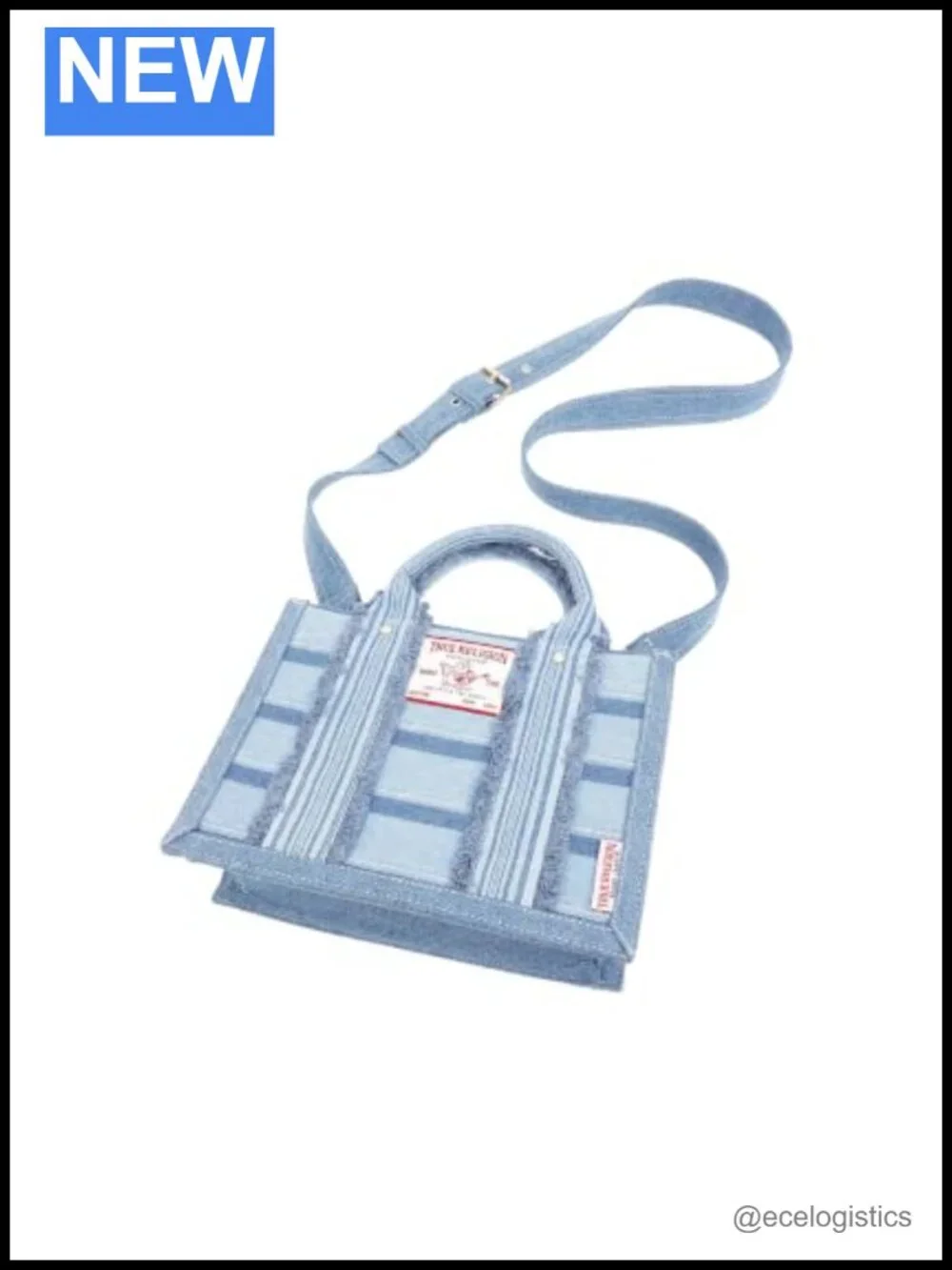 Denim Tote Bag with Removable Crossbody Strap